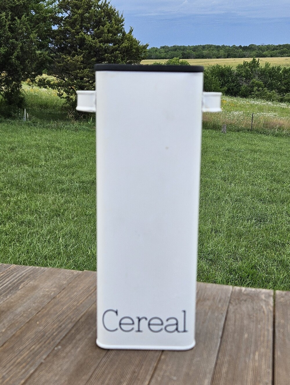 Kirkland white metal cereal container #cereal #kitchen